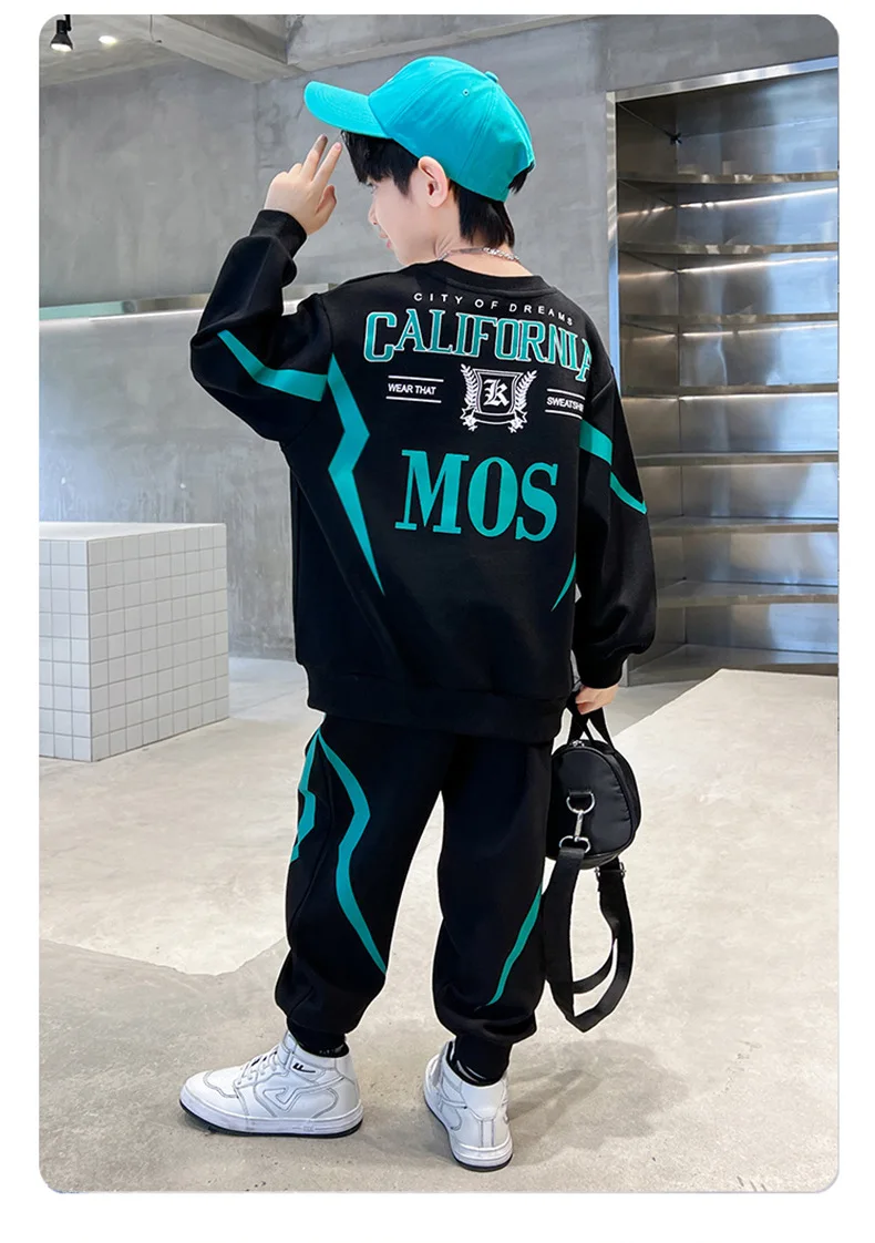 winter Autumn Boys Clothes children Set Sweatshirt Tracksuits Kids Suit patchwork sweatshirt t shirt + pant teens 4 12 Year