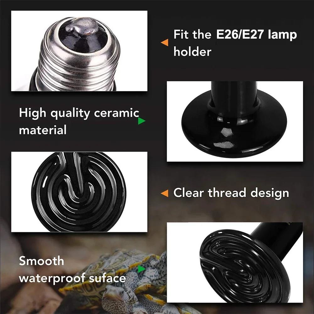 Crawling Pet Heating Lamp Turtle Lizard and Reptile Heating Lamp E27 220V Amphibious Reptile Lighting Mini Ceramic