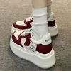 Red Retro Women's High Top Sneakers New Arrival Thick Bottom Heightening Rubber Sole Comfortable Cotton Lined Adult Shoes