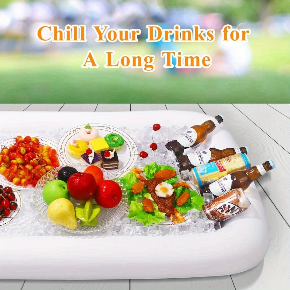 Salad Container Inflatable Service Bar Ice Tray Food and Beverage Suitable for Barbecue Picnics Swimming Pools Parties