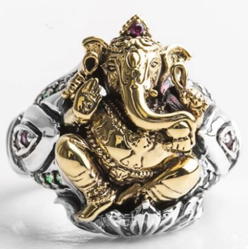 Gold Plated Ganesh Design Ring For Women