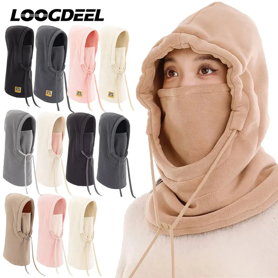 

Теплая маска для лица looggolf для езды на велосипеде, интегрированная шапка для зимних видов спорта, катания на лыжах, мотоцикле, сноуборде, ветрозащитный головной убор, плюшевая утепленная шапка