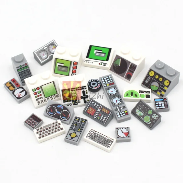 20pcs Printed Tile Instrument Meter Dash Keypad Control Center Panel Building Blocks Bricks Compatible with 85984 3039 3070 3069 1