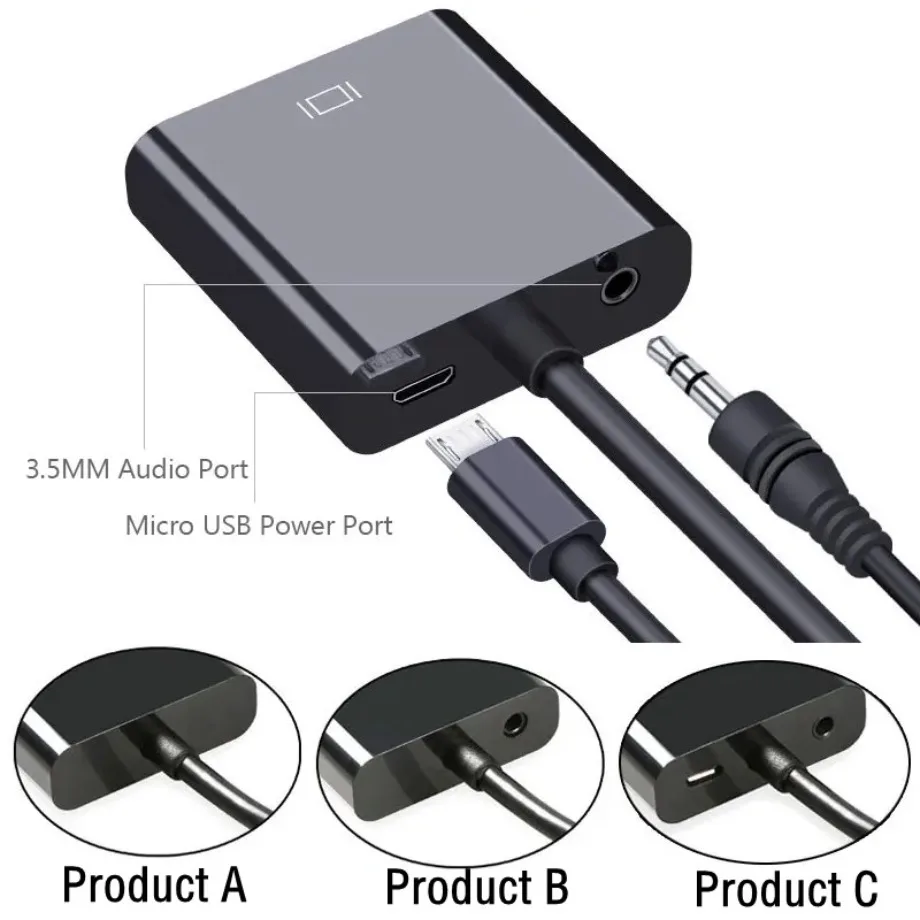 PzzPss  Ƴα HDMI ȣȯ VGA ̺ , PC ƮϿ, 1080P