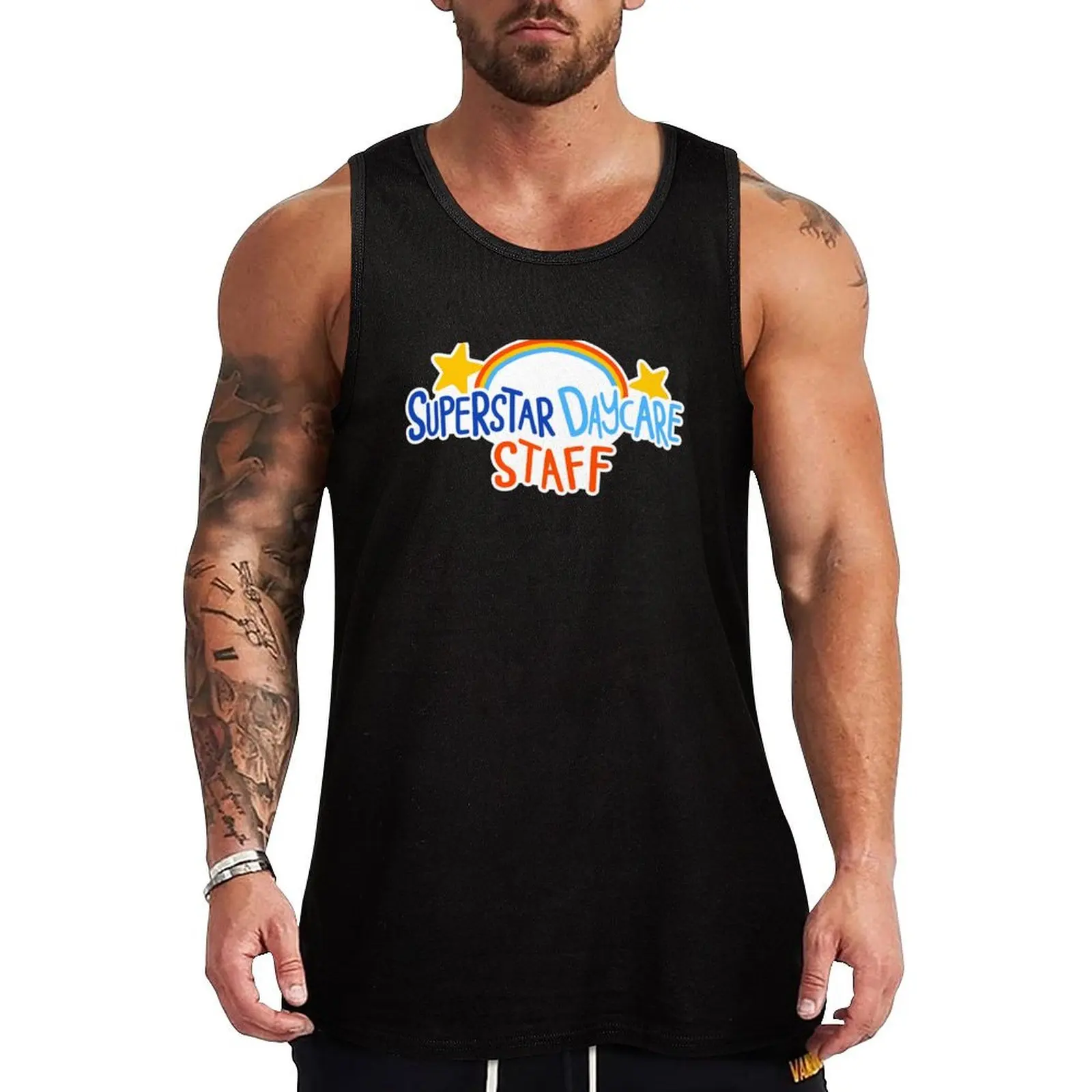 

Superstar Daycare Staff Tank Top Vest for boy Men's cotton t-shirt Gym man sleeveless t-shirts for men