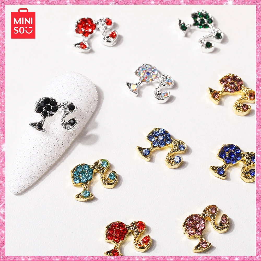 Miniso Barbie Cool Manicure Gioielli Lega 3D Incrostato Diamante Cartone Animato Ragazza Avatar Accessori Per La Decorazione Delle Unghie 10 Pezzi Rag