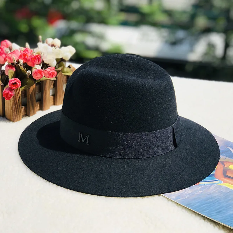 Damenhut mit breiter Krempe, australische Wolle, warmer Fedora-Hut, Damen-Panama-Cloche-Hut, Floppy-Band, Hochzeitskleid, Derby-Kirchenhüte – Detail 5