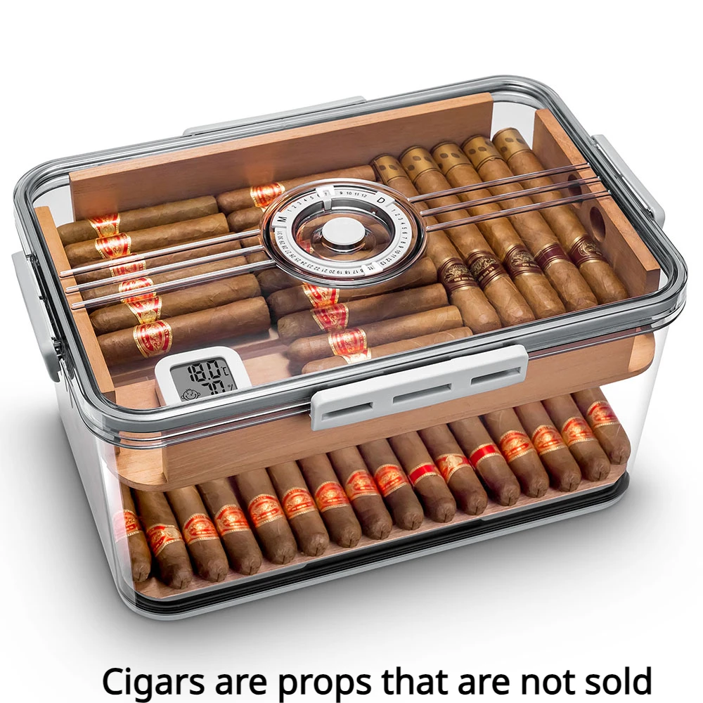 

Прозрачная деревянная полка для сигар с гигрометром, 100 шт.