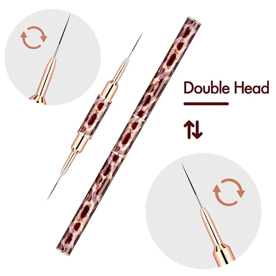 Double Head Nail Liner Brush - Leopard Print