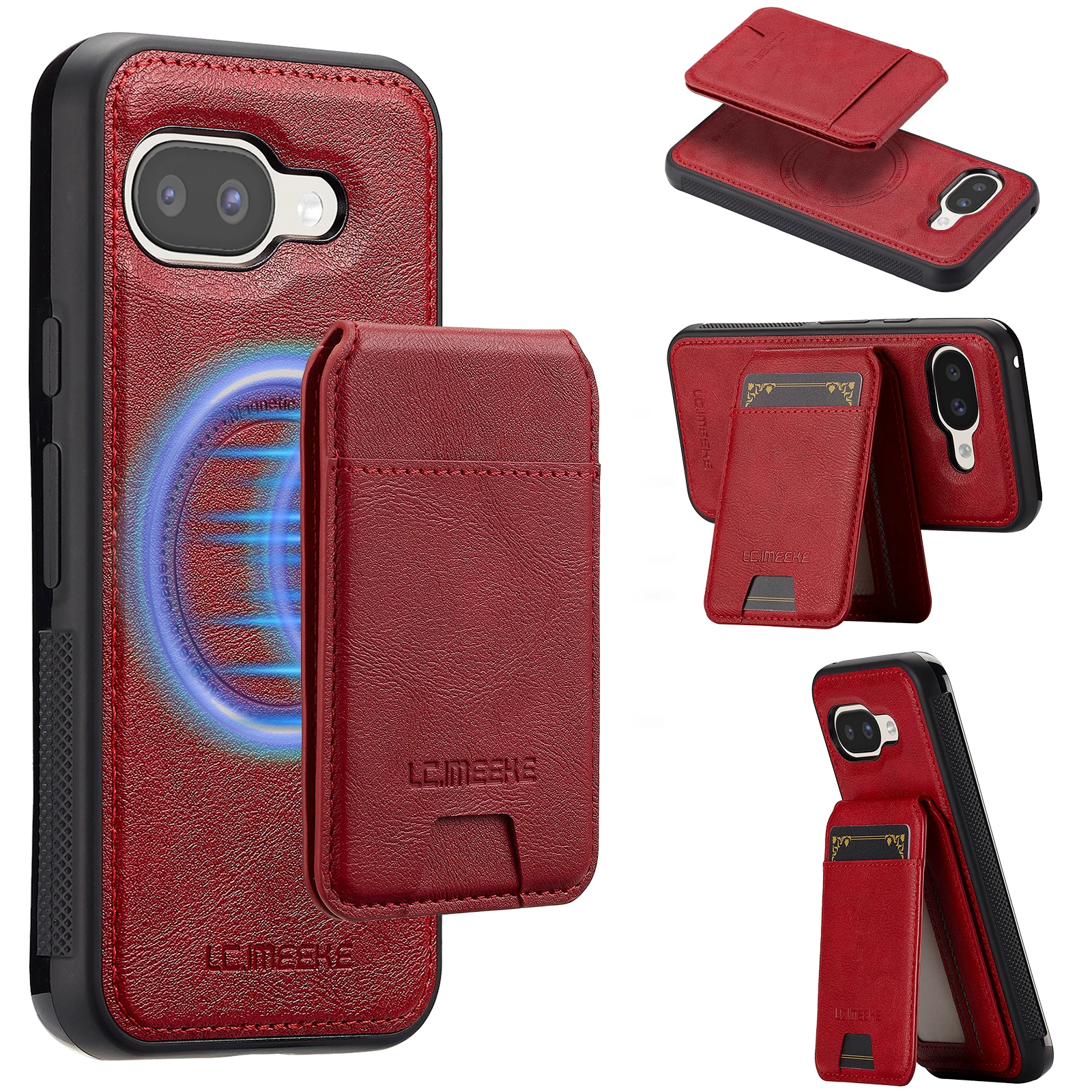 Detachable 2-in-1 Leather Wallet Phone Case with Vertical Holder