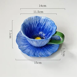 Elegant Ceramic Latte Cup and Saucer Set (Blue)