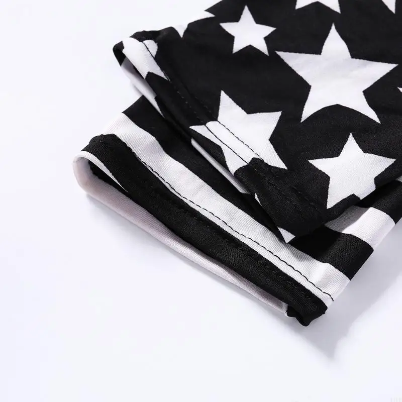 11UE Women Stripe+Stars Tights Leggings Elastic Waist Stretch Pencil Pants Jeggings
