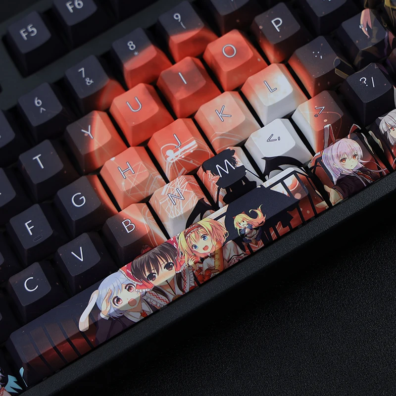 Chaves Conjunto Lados Pbt Tintura Subbed Keycaps dos Desenhos Animados Anime Gaming Key Caps Cherry Perfil Keycap para Touhou Projeto 108 - Imagem 3