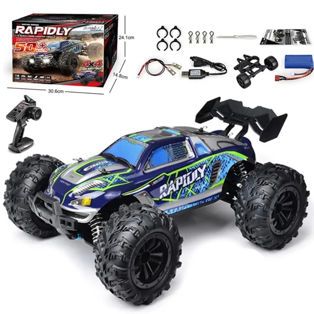 Rc Cars Off Road 4x4 with LED Headlight,1/16 Scale Rock Crawler 4WD 2.4G 50KM High Speed Drift Remote Control Monster Truck Toys 3
