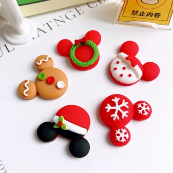 10 Pcs New Cute Mini Christmas Cartoon Flat Back Resin Cabochon Scrapbooking DIY Jewelry Hairpin Craft Decoration Accessories