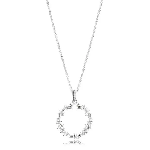 

Authentic 925 Sterling Silver Moments Shards Of Sparkle With Crystal Necklace For Women Bead Charm Diy Fashion Jewelry