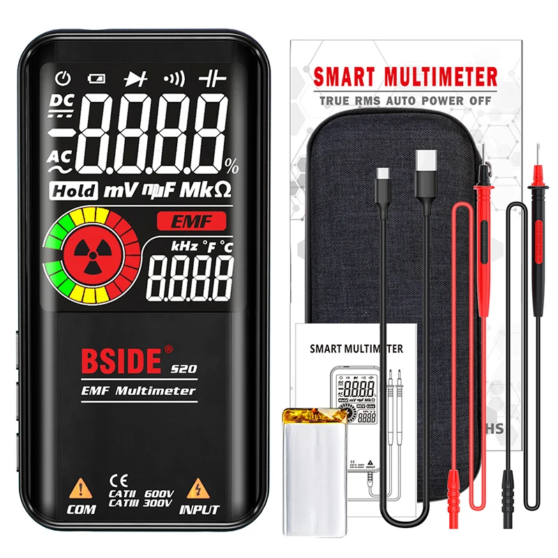 

Multimeter EMF, 9999 Counts, Digital Auto-Ranging Voltmeter, Tests Batteries, AC/DC, Resistance, Diodes, and Capacitance