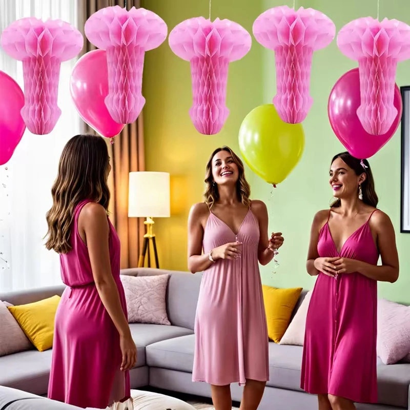 1/3Pcs Funny Penis Honeycomb Paper Lanterns For Bachelorette Party Decoration Supplies Hen Night Party Table Ornament Wedding