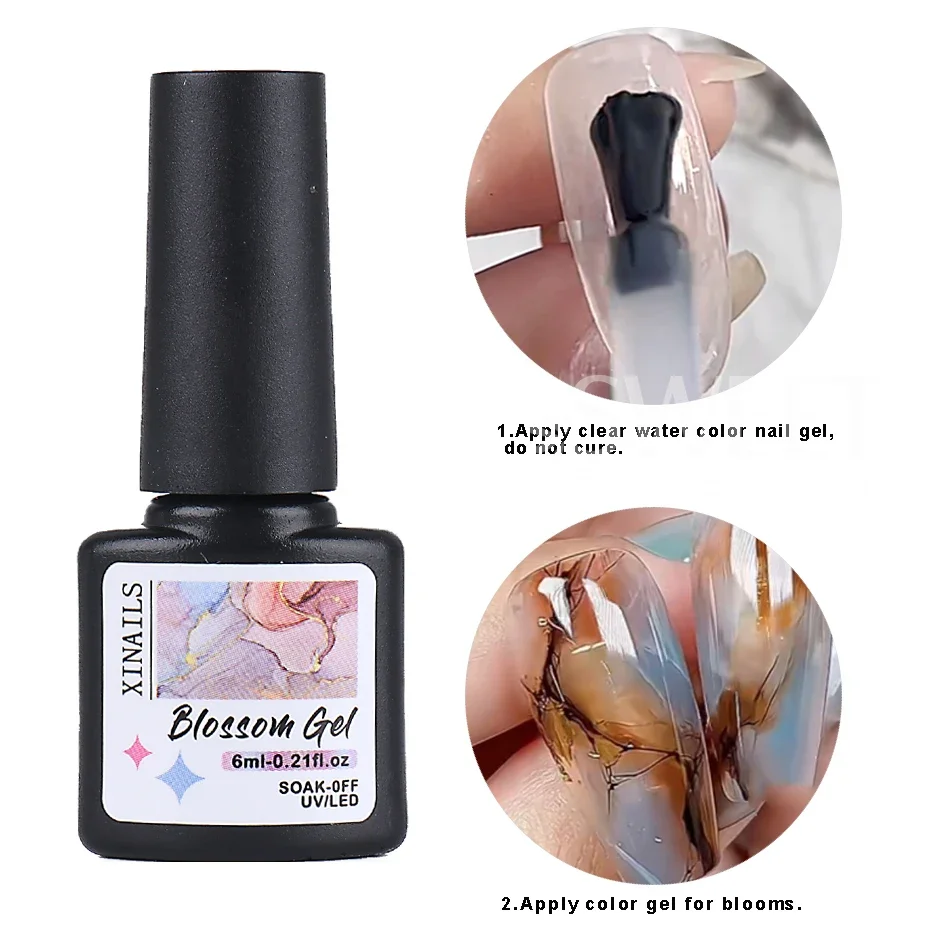 Clear Blooming Gel Polish UV LED Soak Off 6ml Nail Art Polish for Flower Spreading Effect Marble Nail Polish Gel Paint Varnish 2