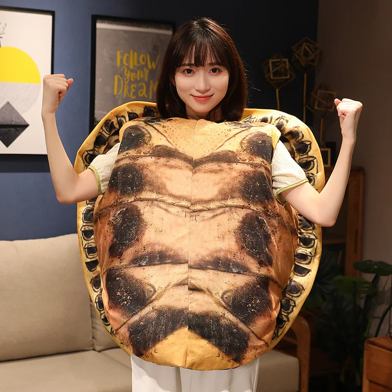 100cm Simulation Wearable Big Turtle Shell Plush Pillow Removable Washable Turtle Soft Plush Toys Spoof Gifts Doll Game Props