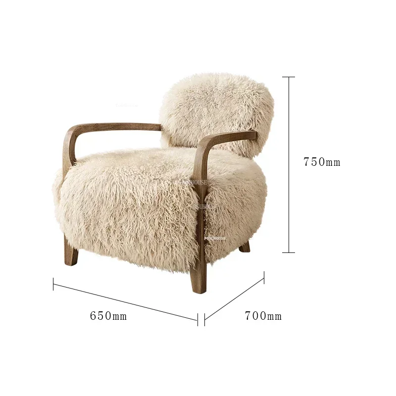 Nordic Fabric Living Room Chairs Home Bedroom Back Armchair Light Luxury Creative Living Room Wooden Lounge Chairs with Pedal