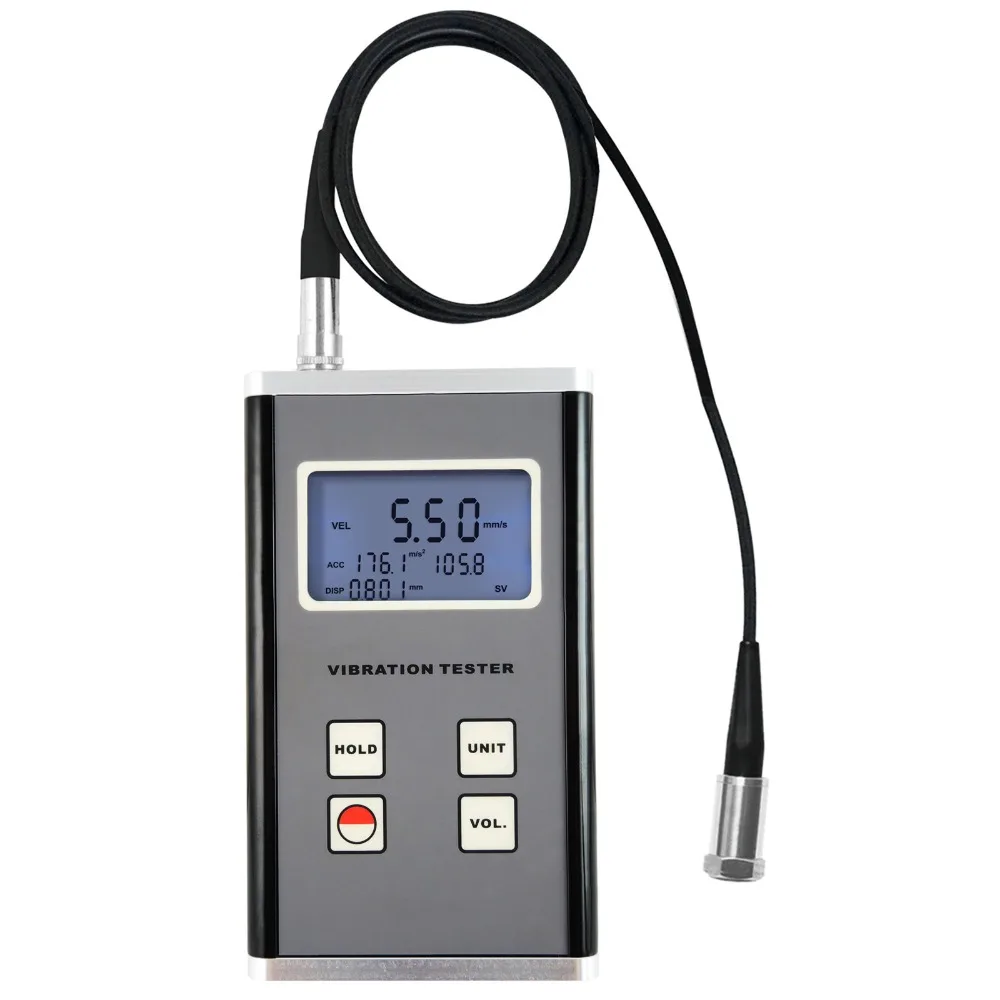 

Digital Vibration Meter Piezoelectric Transducer Sensor 10Hz~10kHz Range Tester Displacement Velocity Acceleration