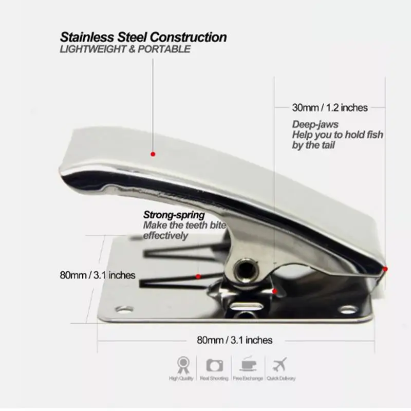 Stainless Steel Fish Tail Clip Stainless Steel Fish Grip Holding Board Table Bait Board Fish Cleaning Tool Fish Grip Board For