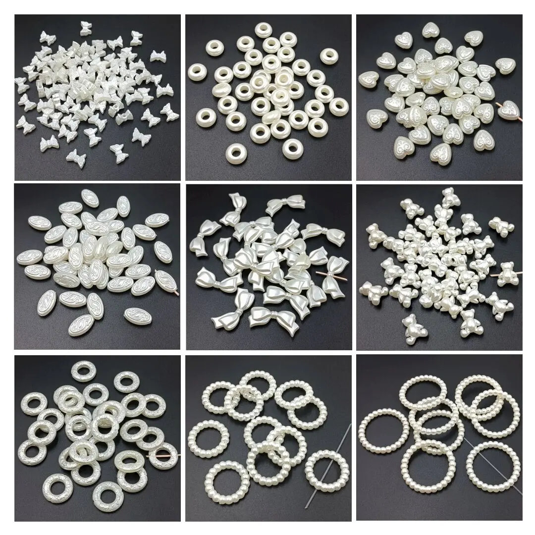 

10/50/100Pcs Multi-shape ABS Imitation White Pearl Beads Jewelry Making Necklace Bracelet DIY Beaded Material