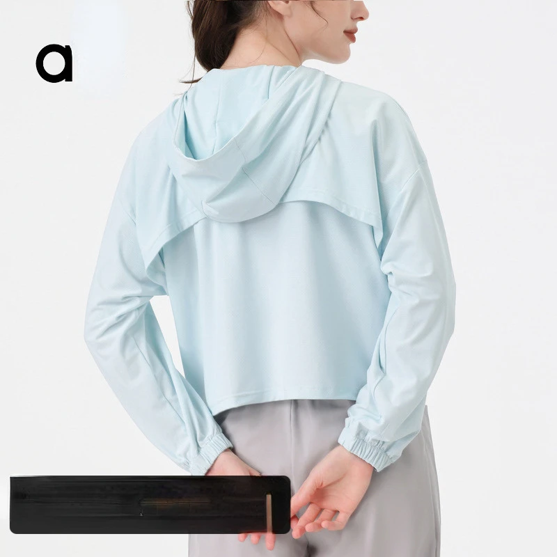 

AI Summer Ice Silk Sports Coat Loose Zipper Fitness Yoga Suit Casual Sunscreen Clothing for Women