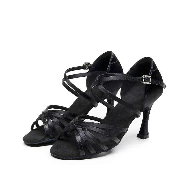 Women Latin Dance Shoes Ladies Tango Ballroom Dance Shoes Soft Sole Party Salsa Dancing Shoes Girls High Heel Sandals 5.5/7.5 CM 5