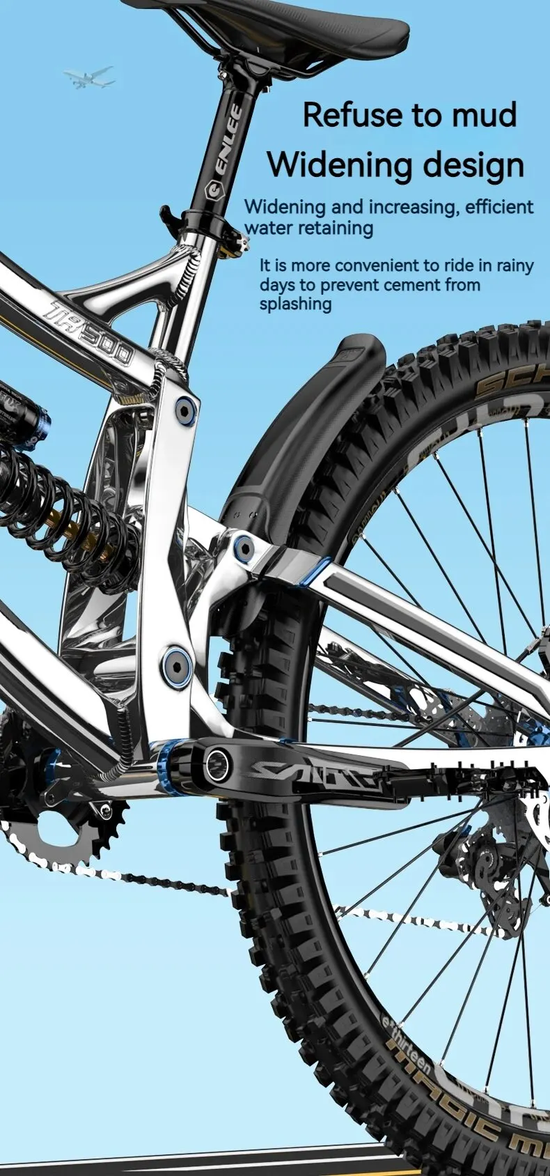 Description Picture 5 of itemENLEE Bike Mud Guard Bicycle Hard Shell Fenders Carbon Fiber Front/Rear Wheel Universal Mudguard MTB Bike Wings Mud Flaps Fender