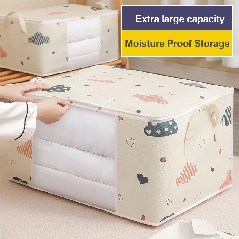 Clothes Storage Bag Big Capacity Quilt Duvet Blanket Sorting Dustproof Closet Under-Bed Moisture Proof Organizer