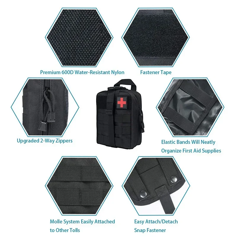 Molle Tactical First Aid Utility Medical Nylon Bag EDC Waist Pack Hiking Hunting Accessories Bag Outdoor Survival Emergenc Pouch