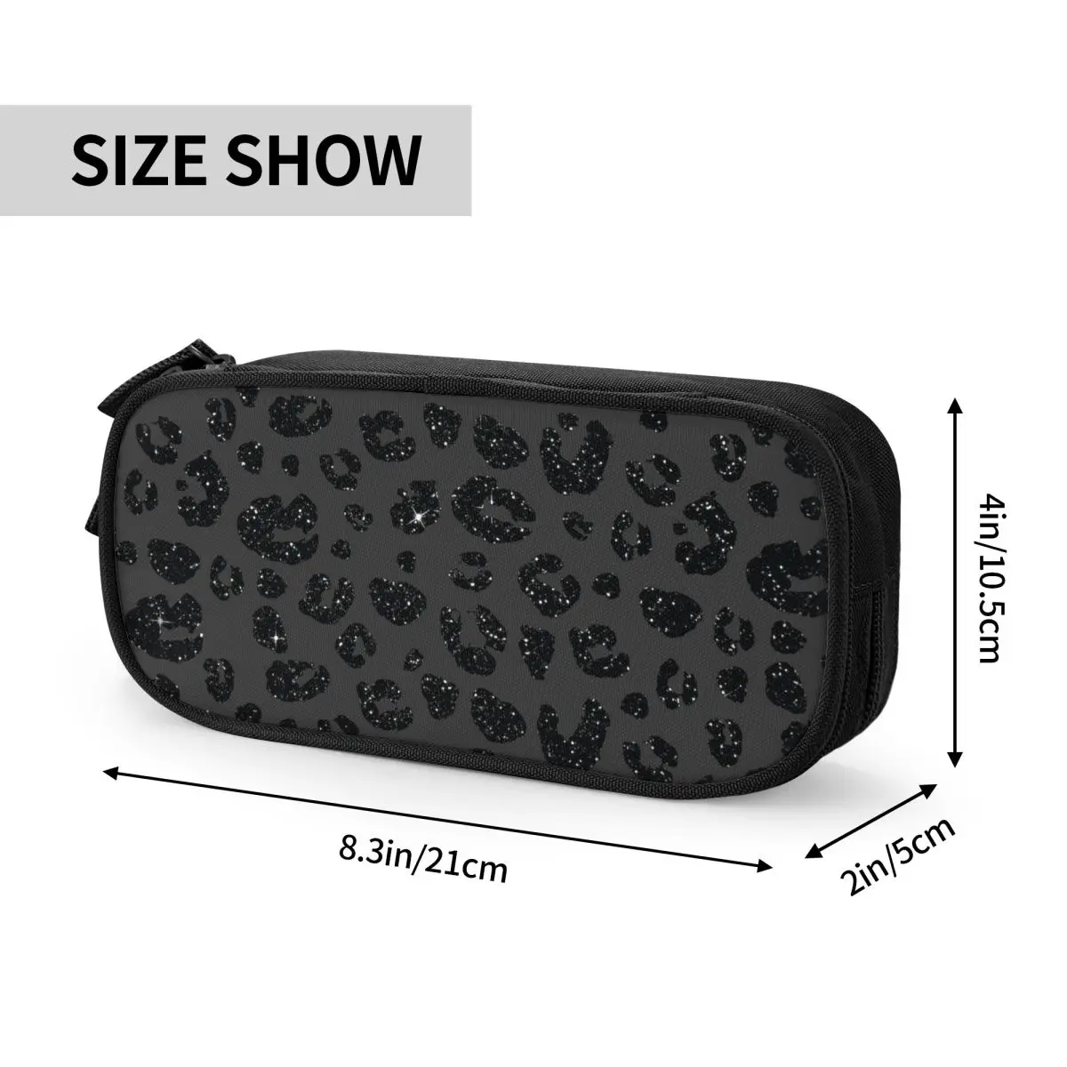 Black Leopard Print Pencil Cases Fun Pen Pencil Bags Student Big Capacity School Supplies Zipper Pencilcases