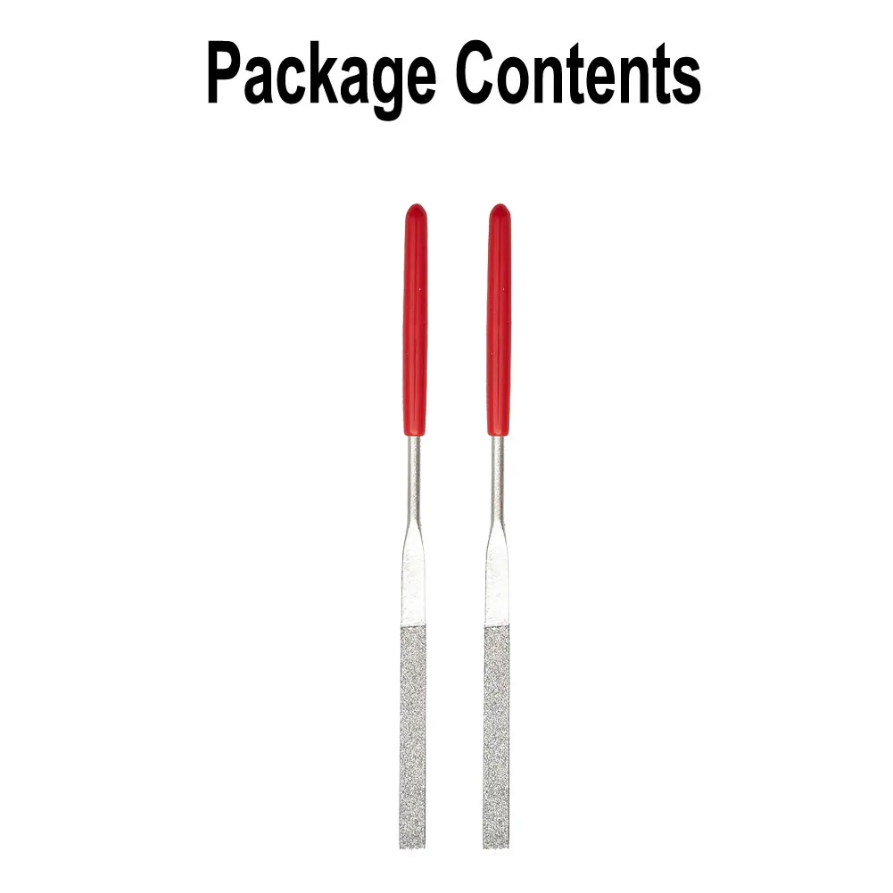 0.12*5.51" Red Plastic Handle Metal Stone Grinding Flat Diamond Needle File For Fine Filing And Polishing Non-slip Handle Files