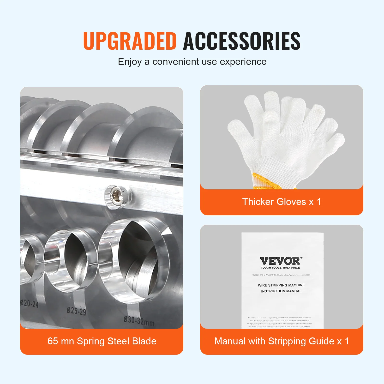 VEVOR Electric Wire Stripping Machine Cable Stripper Peeler 750W 1.5-32mm 10 Channels Acrylic + Aluminum Scrap Copper Recycling 6