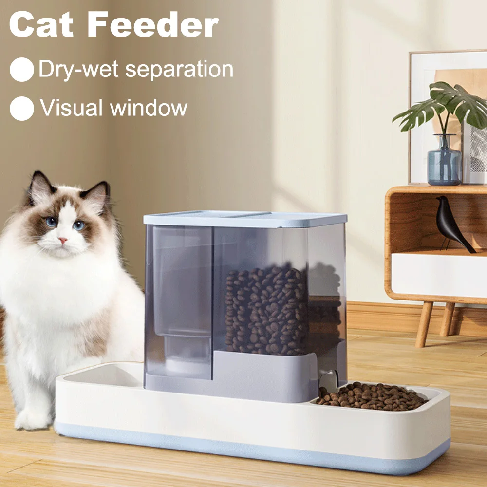 

Cat Automatic Water Dispenser Large Capacity Food Feeder Cat Food Drinking Water Bowls Wet Dry Separation Pet Dog Food Container