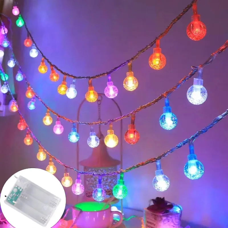 Battery Operated LED Crystal Ball Fairy Lights 8 Modes Waterproof String Light for Garden Patio Yard Tree Wedding Decoration