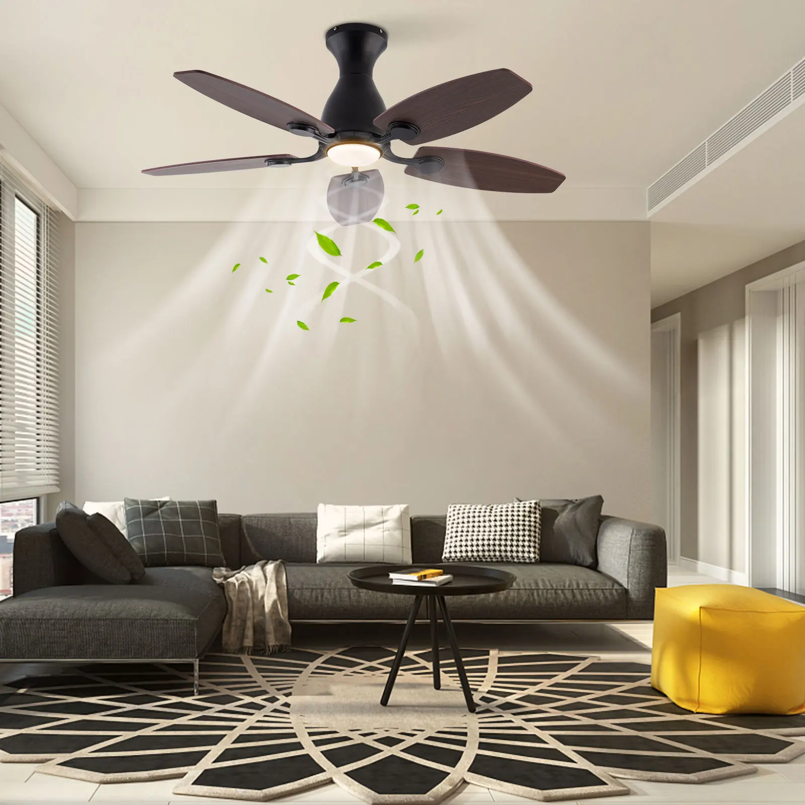 42 Inch Ceiling Fan with Remote Control And Light Chandelier Indoor Fan Light Combo Remote Included
