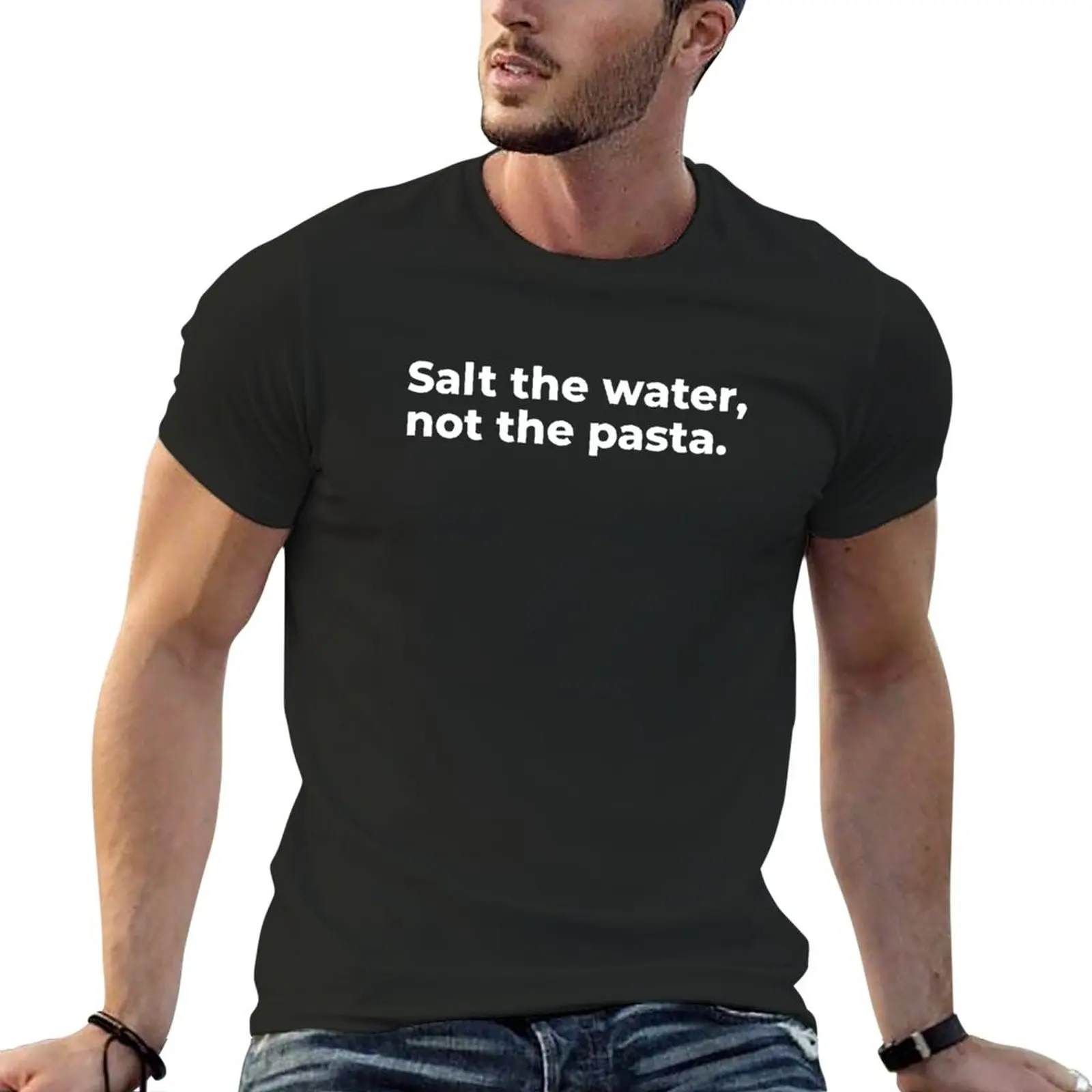 

Новая белая футболка с надписью «соленая вода, а не паста», футболка с коротким рукавом, летняя одежда, мужские футболки