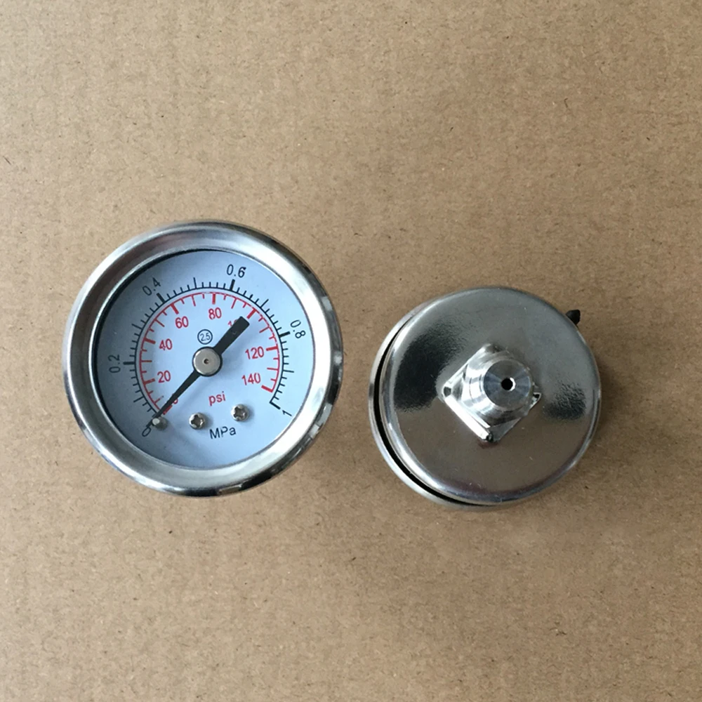 

1/8" BSPT Male 0-1Mpa 0-140 PSI 40mm Dial Pressure Gauge 304 Stainless Connection Back Connection Pneumatic Homebrew