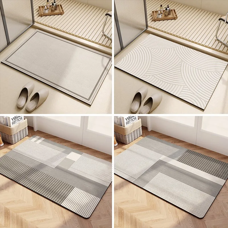 Super Absorbent Kitchen Carpets Long Diatomite Kitchen Rug Soft Washable Non-slip Bathroom Mat Entrance Doormat For Home