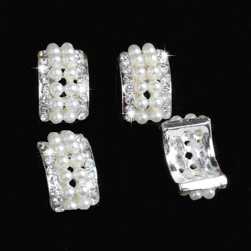 10pcs Pearl Flatback Buttons Rhinestone Embellishments DIY