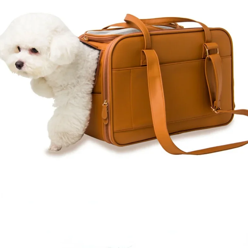 Pure Leather Japanese Original Cat Dog Protection Portable Small Dog Spring Outing Carrying Bag Bag Carrier Cat Backpack