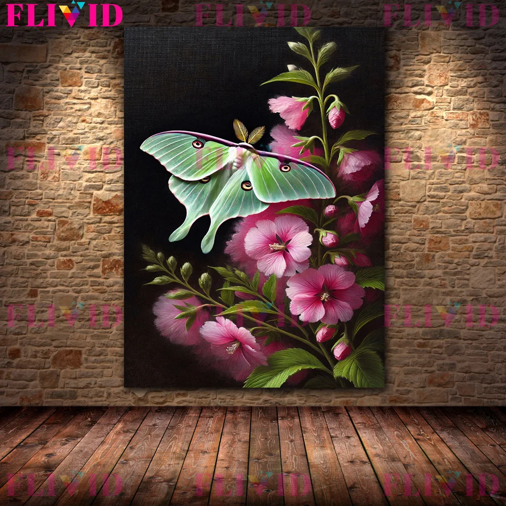 Description Picture 6 of itemSkull Head Moth And Floral Spider Wall Art Canvas Painting,Dark Magic Creatures And Floral Art,Poster And Print Home Decoration