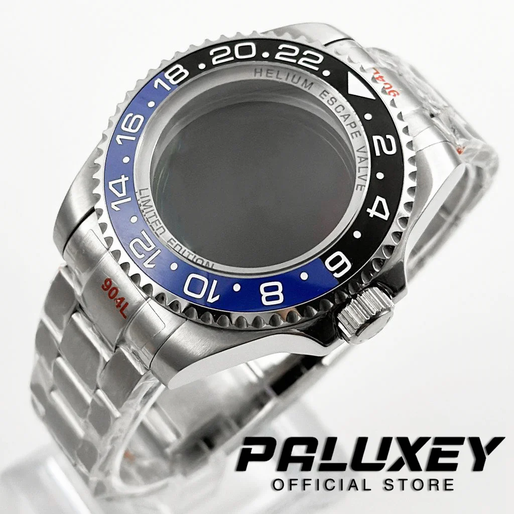 44MM NH35 NH36 NH34 NH38 NH39 NH70 NH72 Silver Sapphire Crystal Big Watch Case With Bracelet Compatible