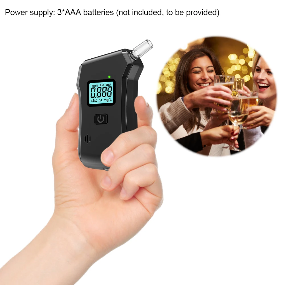 Digital Handheld Alcohol Analyzer Accurate LCD Display Drunk Driving Analyzer with 5 Mouthpieces for Personal & Professional Use