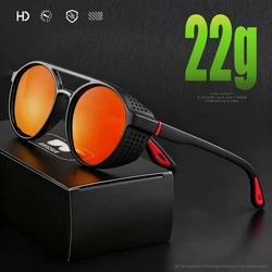 Vintage Steampunk Polarized Sports Sunglasses (Round C5 Red)