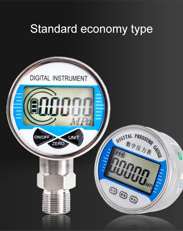 Battery Powered Stainless Steel Intelligent Digital Display Pressure Gauge High-