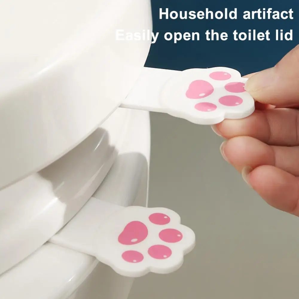 Cute Toilet Seat Lifter Cartoon Toilet Lid Lifter Creative Cat Claw Lid Lifter Flap Opener Isolate Bacterium Bathroom Home